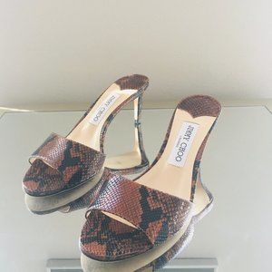 Jimmy Choo - Brown/Black 65 Mules - size 37.5